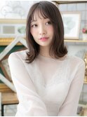 大人かわいいシースルーバングバレイヤージュ20代30代40代