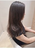 暗めカラーショコラベージュ段カットフェミニンロングアラサー
