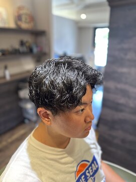 エクファフォーメン(EX-FA FOR MEN) ベリーショート/ダークアッシュ/ニュアンスパーマ/韓国マッシュ