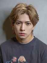 小久保styleフェザーパーマグレーブルーカラー刈り上げショート