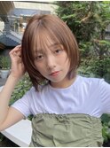 ボブ レイヤーボブ 顔周りカット 似合わせ 暖色