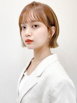 くびれヘアアプリコットオレンジ夏ヘアハイライトカラー
