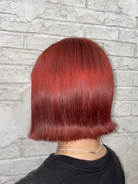 アジールヘア 北千住駅西口店(agir hair) ブリーチ暖色カラー バーガンディーレッド 外ハネボブ北千住