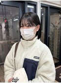 暗髪 黒髪韓国ストレート切りっぱなしボブヘア似合わせ2waバング