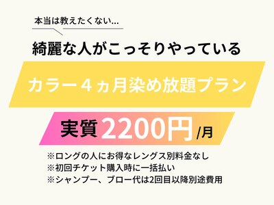 大好評カラーサブスク[イルミナカラー/インナーカラー/白髪染め]