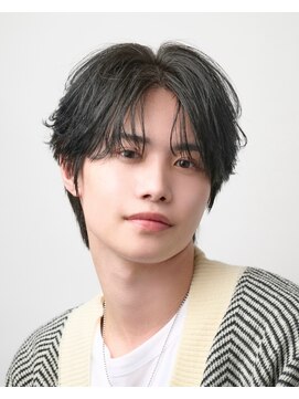 オーシャントーキョー 渋谷神南(OCEAN TOKYO) 韓国ヘアカルマパーマカルマバングセンターパート黒髪ウルフ