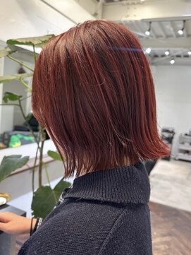 ラレイ ハラジュク(Lalei harajuku) 【白石】ブリーチなしチェリーレッド暖色赤髪ボブ原宿学割