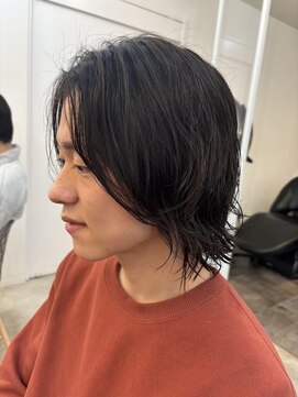 ロミー 本厚木(ROMMY.) メンズカット☆ニュアンスデザイン黒髪ダウンパーマ☆ヘッドスパ