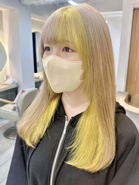 テトラ バイ ネオリーブ 横浜西口店(tetra by neolive) ミルクティーベージュ×イエロー**【横浜/横浜駅】