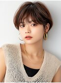 梅田/髪質改善/ぱっつん前髪×グレージュアッシュのぶつ切りボブ
