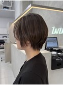 大人白髪ぼかしショート/ショートボブ