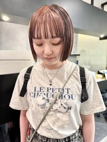 ケンジ 横浜(KENJE) ピンクベージュ/ローライト/ボブ/切りっぱなしボブ