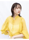 アンニュイくびれボブおくれ毛シースルーバング透明感カラー