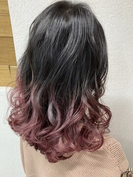 アジールヘア 所沢プロペ通り店(agir hair) ラベンダーピンクグラデーションカラー裾カラー