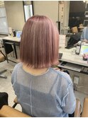 20代30代ダブルカラーシアーピンクボブ外ハネ【上野】