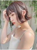 デザインカラーオリーブベージュ×顔周りショートボブ×横浜