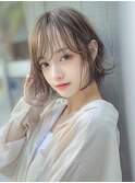 ☆ダークパープルナチュラルショートミルクブラウン髪質改善ボブ