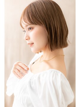 カバーヘア ブリス 川口(COVER HAIR bliss) □斜めバングカーキベージュ切りっぱなしボブ316川口20代30代