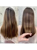 髪質改善トリートメントで叶う美髪ストレート　艶髪　前髪