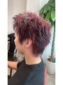 ワインレッド×メンズショート