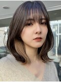 横浜西口インナーカラー顔周りレイヤーカットアッシュブラウン