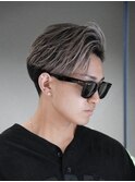 MEN'S/ハイライト×かき上げサイドパート/テーパーフェード