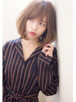 【添田】ひし形シルエットな斜めバング前下がりボブグレージュ