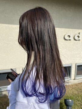 アッドランプ ヘアー 則武店(add Lamp hair) 毛先ブルー×小麦粉カラー