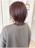 福山市美容室Caary ベリーピンクブラウン 外ハネレイヤーヘア