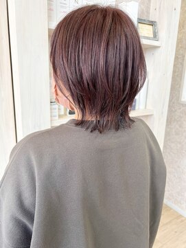 キャアリー(Caary) 福山市美容室Caary ベリーピンクブラウン 外ハネレイヤーヘア