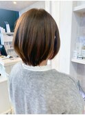 福山市美容室Caary人気 ナチュラルストレート アッシュベージュ
