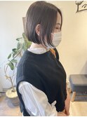 大人可愛いミニボブ小顔ブリーチなしシアーベージュグレージュ