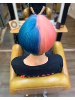 トルチェ(toRtue)&nbsp;刈り上げマッシュ　2トーンカラー　アクアブルー　ペールピンク