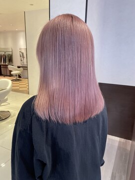 アース コアフュールボーテ 長野稲田店(EARTH coiffure beaute) ホワイトピンクブリーチなしセミロング髪質改善