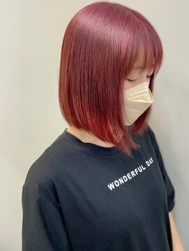 リノショアーズ ショウナン 辻堂店(RinoShores SHONAN) 10代20代★大人かわいいダブルカラーブリーチレッド前下がりボブ