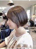 丸みボブ／アッシュブラウン／顔まわりカット／群馬太田