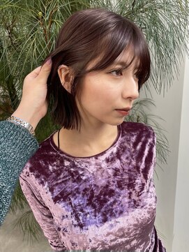 ノラギンザユー(NORA GINZA/U) レイヤーボブ顔まわりカットラベンダーカラー暖色ブラウン