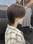 【GEEKS渋谷】センターパートウルフ/オリーブベージュ/中性ヘア