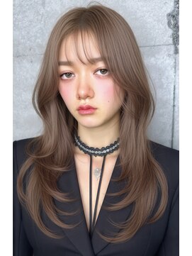 リークフー(Ree cu fuu) シースルーバングレイヤーロングレイヤーカットハッシュカット