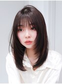 顔周りレイヤーおくれ毛ロング韓国ヘア_F30780