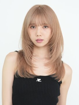 サンクマーケット 渋谷(cinq MARKET) 渋谷ケアブリーチカラーレイヤーカットミルクティーベージュ韓国