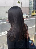 韓国顔まわりレイヤーカットグレージュオリーブベージュブラウン