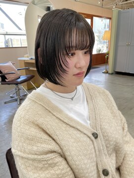 キュオンシア(CUEON. ciea) ボブ×顔まわりウルフレイヤー×オリーブブラウン