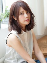 ピンクエアリーワンカールパーマ姫カットシアーカラーセミディ