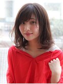 似合わせくびれ小顔カットネビージュワンレンひし形ボブルフ黒髪