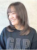 ＊顔周りレイヤーロングウルフシースルーバング外ハネ30代40代2