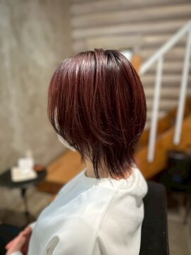クレエ ヘアー デザイン(creer hair design) カシスレッド透明感艶カラー小顔レイヤーカットミディアム