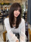 美髪レイヤーカット／顔まわりレイヤー／ロングレイヤ 一/前髪