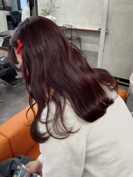 ニコ トウキョウ 渋谷(nico TOKYO) ダブルカラーチェリーレッドピンクブラウン韓国レイヤーロング