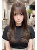 ミディアムレイヤー顔周りレイヤーハッシュカット韓国へア